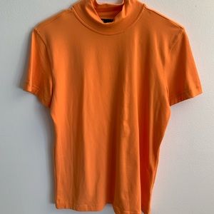 LIZSPORT Orange Mockneck Top - 90s Vintage Mom Shortsleeve Tshirt Liz Claiborne